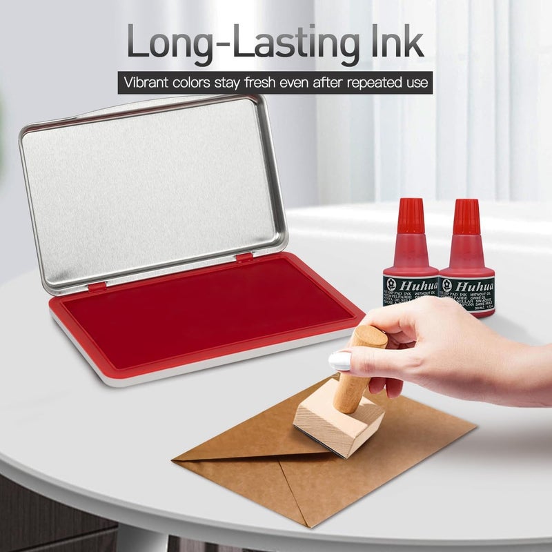 Melispapa Large Red Stamp Ink Pad Set - 1 Red Stamp Pad & 2 Ink-Refills (2 oz, Red), 6.2" x 3.9" Large Red Ink Pad for Rubber Stamps, Non-Toxic, Washable, Waterproof & Permanent Felt Pad - Image 4